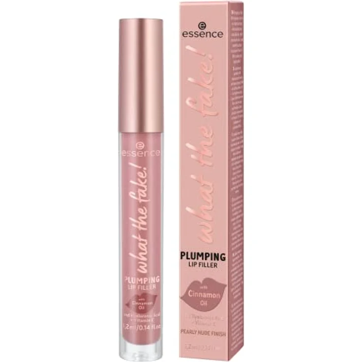 essence what the fake! PLUMPING LIP FILLER, Lipgloss, Nr. 02, Nude, feuchtigkeitsspendend, mit Vitaminen, kühlend, glänzend, vegan, ohne Parfüm, ohne Alkohol, ohne Parabene, 1er Pack (4.2ml) – Bild 1