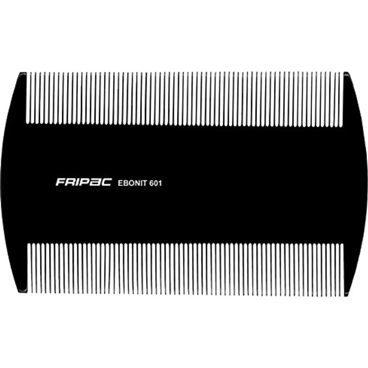 Fripac Ebonit Staub-Kamm (Läuse-Kamm) 601 aus Naturkautschuk (antistatisch), 2 extra feine Zahnreihen, Länge 9 cm