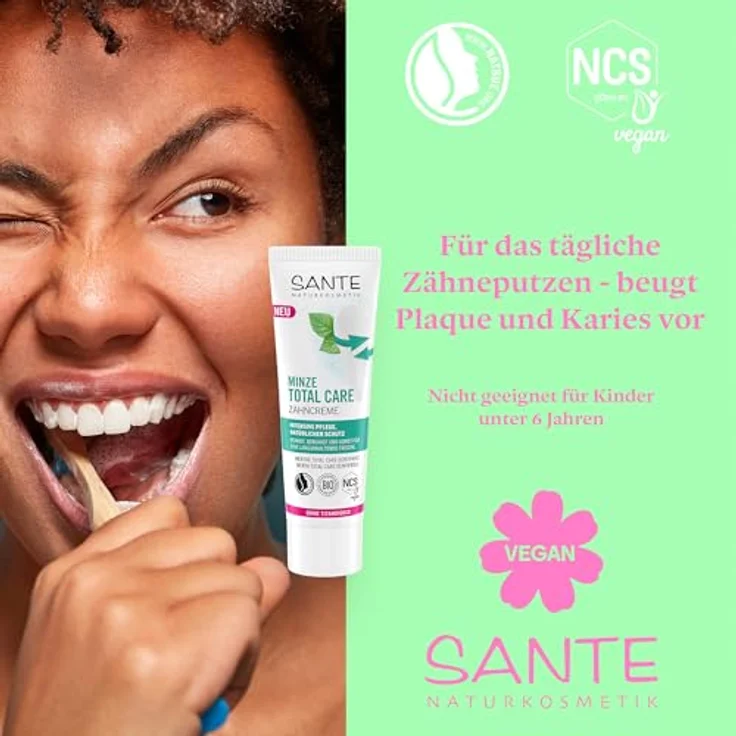SANTE Zahnpasta Minze Total Care, 75 ml, mit fluoridierendem Schutz und natürlichen Inhaltsstoffen – Bild 5