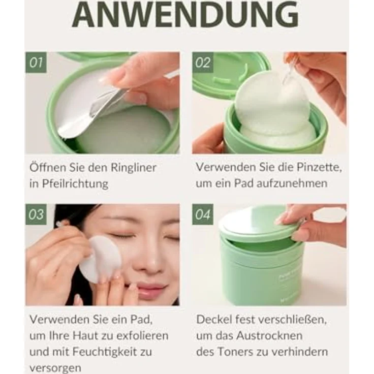 Mizon Pore Fresh, Gesichtsreinigung Peeling Toner Pad mit AHA, BHA und PHA, 60 Stück, 60 ml – Bild 9