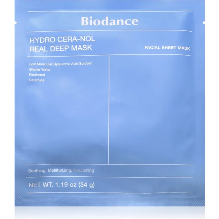 Biodance Hydro Cera-nol Real Deep Mask, feuchtigkeitsspendende Tuchmaske mit beruhigender Wirkung, 34 g