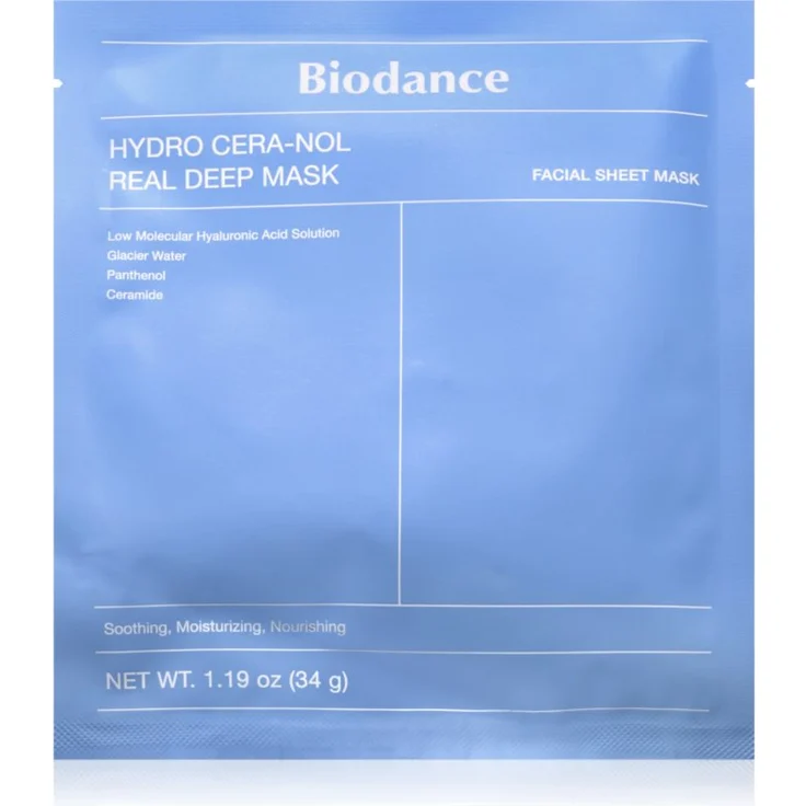Biodance Hydro Cera-nol Real Deep Mask, feuchtigkeitsspendende Tuchmaske mit beruhigender Wirkung, 34 g
