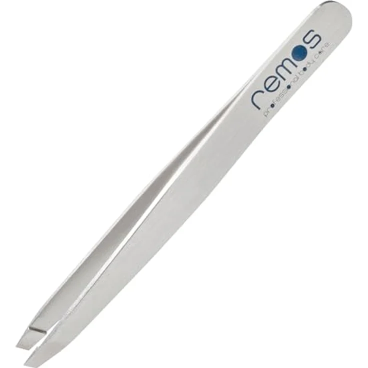 REMOS Augenbrauenpinzette, Edelstahl mit gerader Spitze 9.5 cm, satin, inkl. Schutzetui – Bild 1