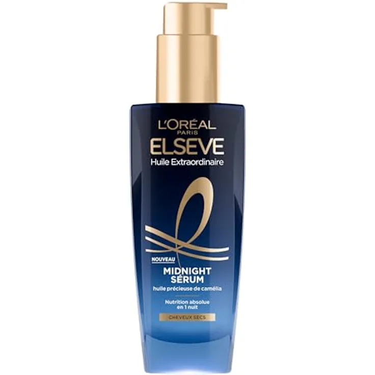 L'Oréal Paris Elseve Extraordinary Midnight Oil Serum, Haarserum für trockenes Haar mit Kamelienöl, 100 ml, nicht fettende Formel ohne Übertragung
