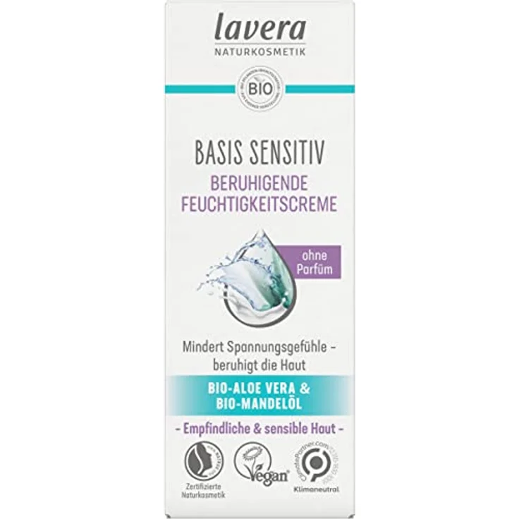 lavera basis sensitiv Beruhigende Feuchtigkeitscreme - Naturkosmetik - vegan - Bio-Aloe Vera & Bio-Mandelöl - feuchtigkeitsspendend - Tagescreme - ohne Parfüm - PETA-zertifiziert - 1 x 50 ml – Bild 2