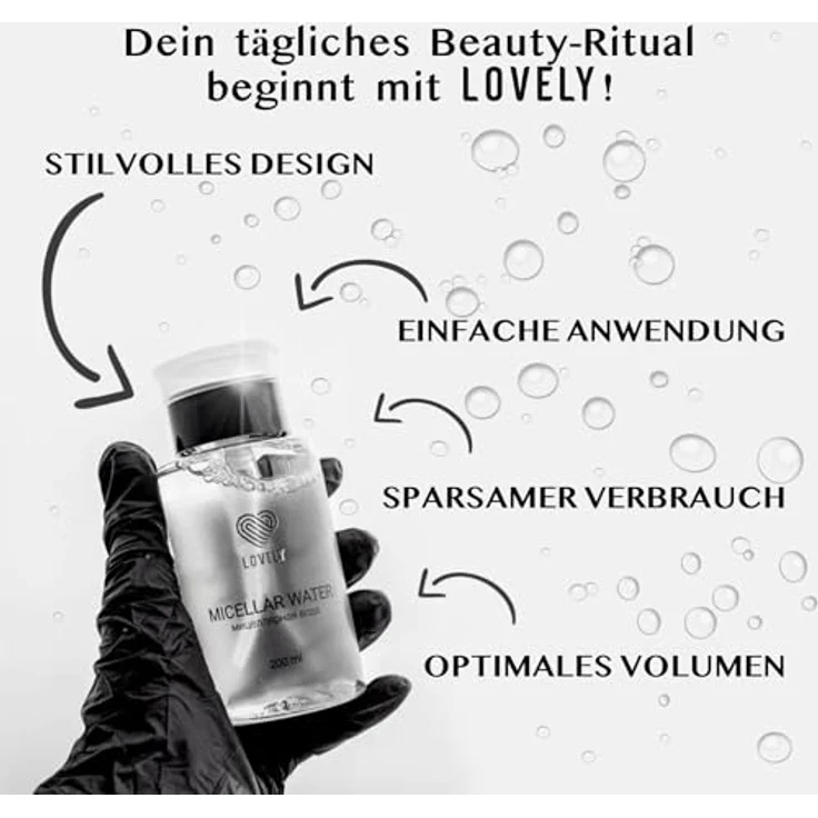 Lovely Mizellenwasser 200 ml, Gesichtsreinigung für Wimpernverlängerung, hypoallergen, mit praktischem Pump-Spender – Bild 9