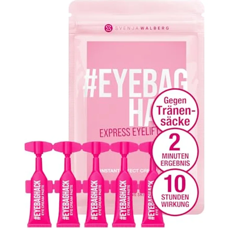 Svenja Walberg EYEBAGHACK, Express Eyelift Effect gegen Tränensäcke & Fältchen, Invisible Flex Film Technology für bis zu 10h Wirkung, 5x 1ml Mini-Tuben