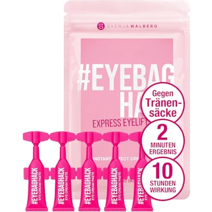 Svenja Walberg EYEBAGHACK, Express Eyelift Effect gegen Tränensäcke & Fältchen, Invisible Flex Film Technology für bis zu 10h Wirkung, 5x 1ml Mini-Tuben – Bild 1