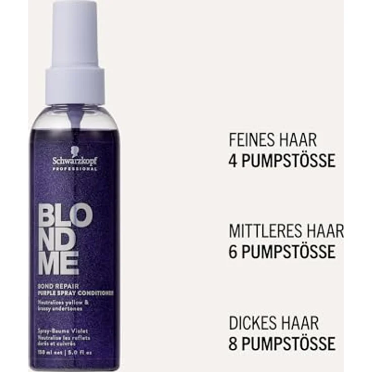 Schwarzkopf Professional BLONDME Bond Repair Purple Leave In Conditioner 150 ml - Neutralisierend gegen Gelbtöne, entwirrend und pflegend – Bild 5