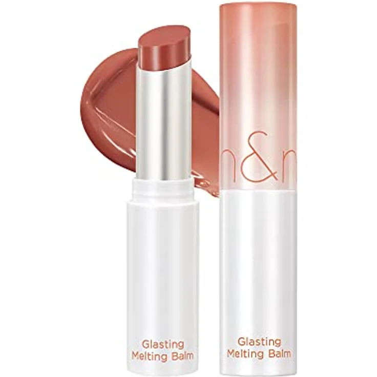rom&nd Glasting Melting Balm, veganer Lippenbalsam mit transparentem Glanz, 05 NOUGAT SAND – Bild 1