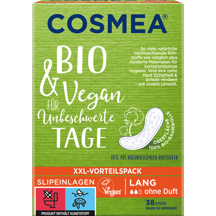 Cosmea Bio Comfort Slipeinlagen XXL, Vorteilspack ohne Duft, Lang, 100% Bio-Baumwolle
