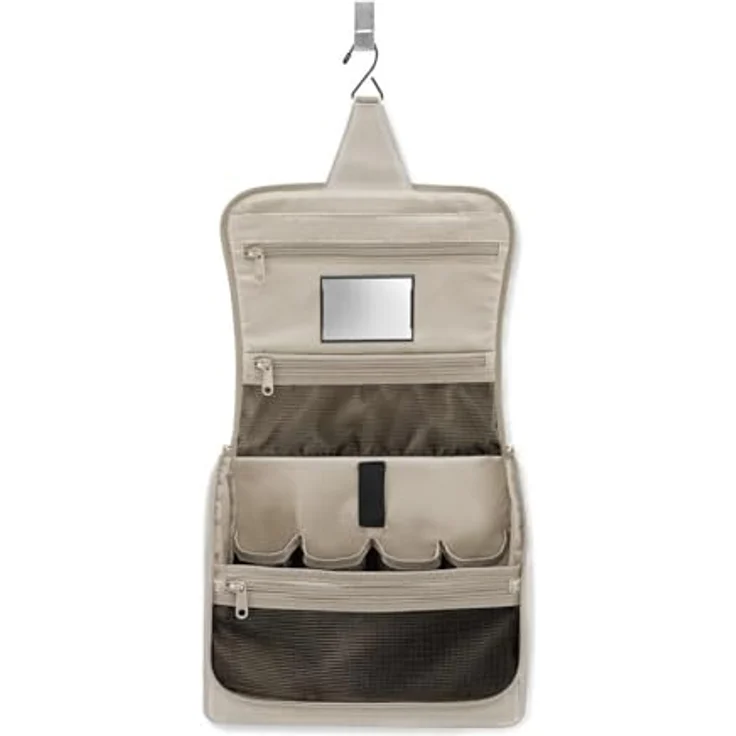 reisenthel toiletbag XL Herringbone Sand - praktischer Kulturbeutel mit Haken, wasserabweisendes Material – Bild 3