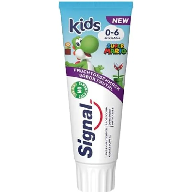 Signal Kids Kinderzahnpasta Fruchtgeschmack, 75 ml – schützend gegen Karies & Plaque, farbstofffrei, für Kinder geeignet