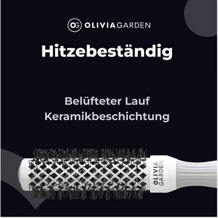 Olivia Garden Expert Blowout Shine – Weiß & Grau - 25 - Runde, antistatische Keramikbürste für glänzende und frizzfreie Blowouts – Bild 5