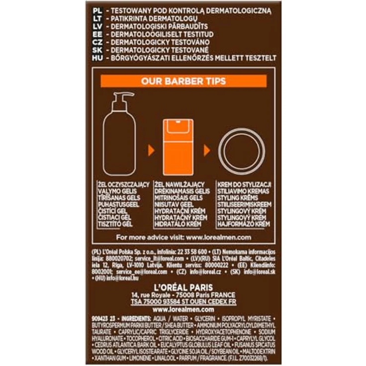 L'Oréal Paris Men Barber Club Feuchtigkeitsgel für Kinn und Haut, 50 ml - Mit natürlichen ätherischen Ölen, reduziert Trockenheit – Bild 4
