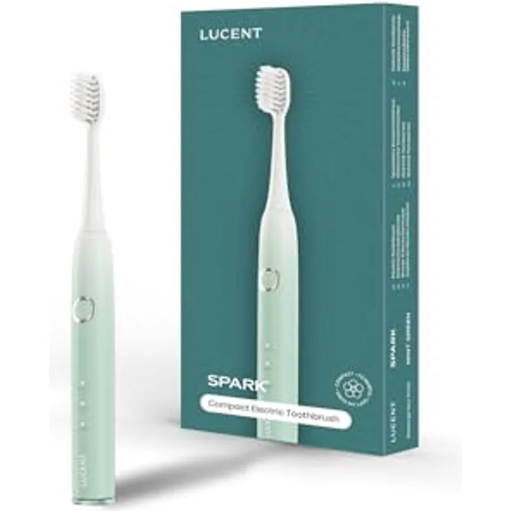 Be Lucent Spark, Elektrische Zahnbürste im kompakten Format mit sanften Borsten, Mint green, USB-C-Aufladung, bis zu 3 Wochen Akkulaufzeit, 3 Modi