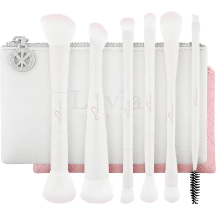 Luvia Duo Voyage Soft Aura Pinselset, 6 Duo-Pinsel in Rosa und Weiß für vielseitige Make-up-Looks – Bild 1