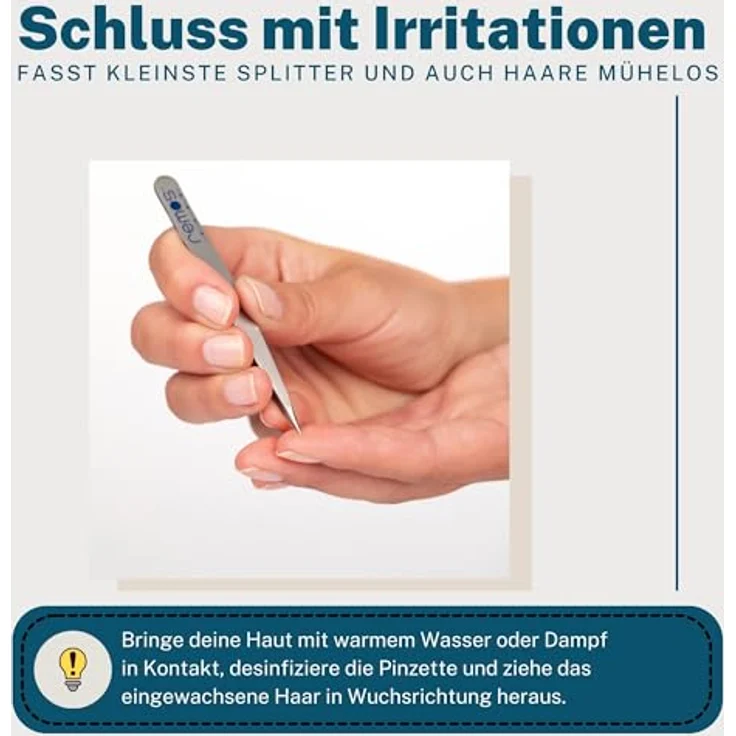 remos professional body care REMOS Splitterpinzette, rostfrei aus Edelstahl [INOX] mit feiner gelber Spitze, 9.5 cm – Bild 5