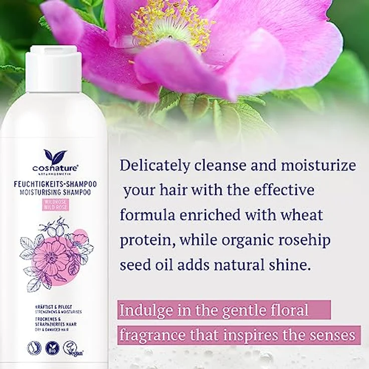 Cosnature Feuchtigkeitsspendendes Shampoo, BIO, rosa, 250 ml – gründliche Reinigung und Pflege für frisches Haar – Bild 5