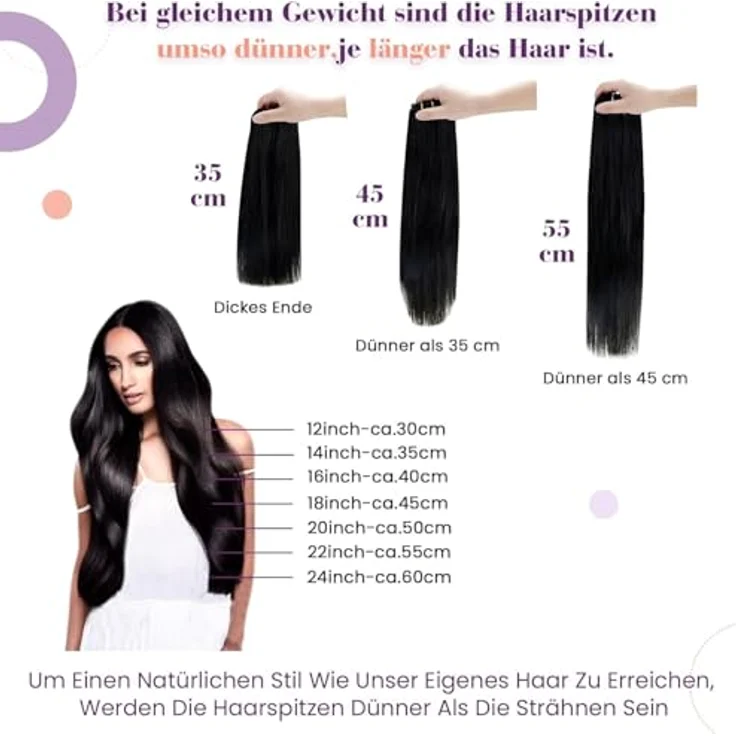 LaaVoo Clip-In-Haarverlängerung, Echthaar, dunkelbraun, #2, 5 Stück/80 g, 45 cm, mit doppelter Tresse – Bild 5