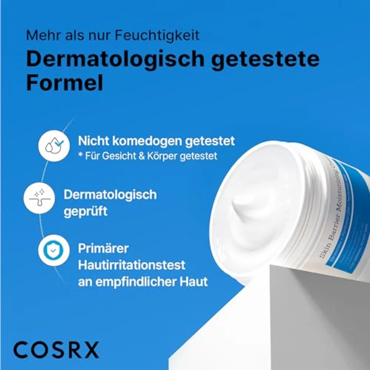 COSRX Skin Barrier Feuchtigkeitscreme, 450 ml, Körper- und Gesichtscreme mit Ceramid & Hyaluronsäure, parfümfrei, für trockene Haut, dermatologisch getestet – Bild 5