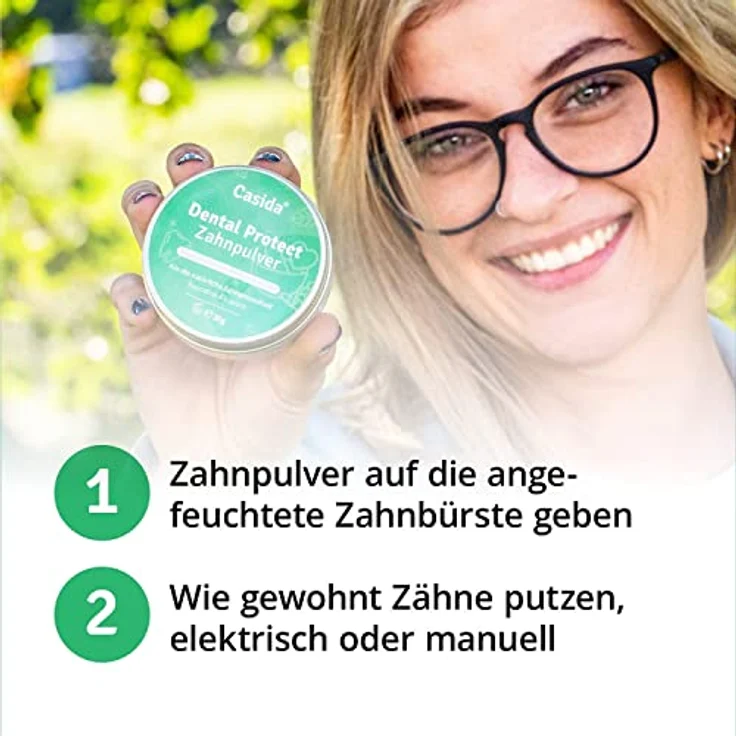 Casida® Dental Protect Zahnpulver - Zahnpflegepulver ohne Fluorid - Mit 2 Bakterienstämmen, keine Schaumbildner und Konservierungsstoffe - Basisch & Vegan - 30g - Aus der Apotheke – Bild 5