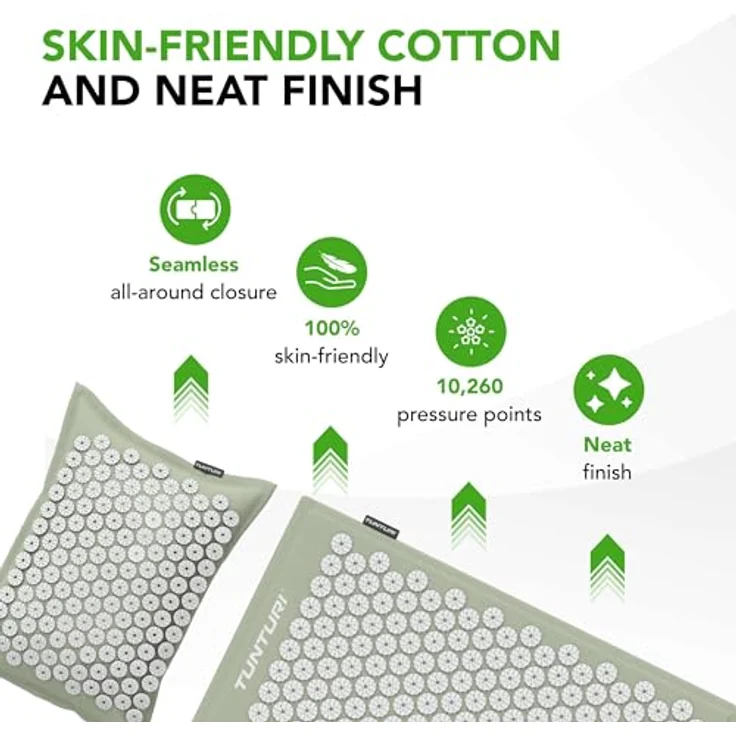 Tunturi Spikermatte Pro mit Kissen – Akupressur-Meditationsmatte zur Schmerzlinderung und Stressreduktion, hautfreundliche Materialien – Bild 5