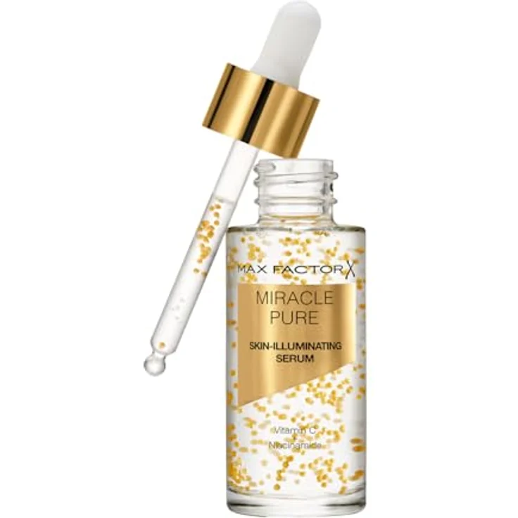 Max Factor Miracle Pure Illuminating Serum, Pflegeboost für die Haut mit Vitamin C und Niacinamide, 30 ml, goldene Pigmente für ein gesundes Strahlen – Bild 2