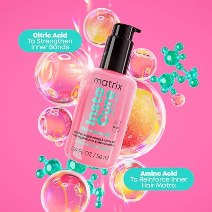 Matrix Instacure Build-A-Bond Oil 30 ml, Reparaturöl zur Stärkung und Glanzverleihung für strapaziertes Haar, vegane Formel mit Zitronensäure und Aminosäuren – Bild 4