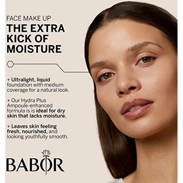 BABOR MAKE UP Hydra Liquid Foundation, flüssige Foundation mit mittlerer Deckkraft, für trockene Haut, enthält feuchtigkeitsspendendes Serum, 30 ml – Bild 2