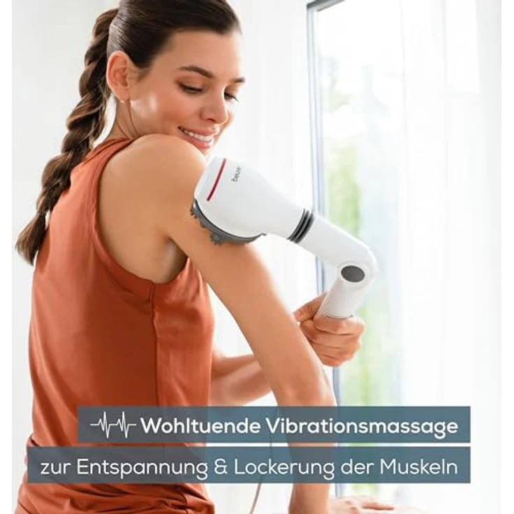 Beurer MG 44, 2-in-1 Massagegerät mit Infrarotlicht, 3 Massageaufsätzen, 2 Intensitätsstufen für Nacken, Rücken und Schulter – Bild 2