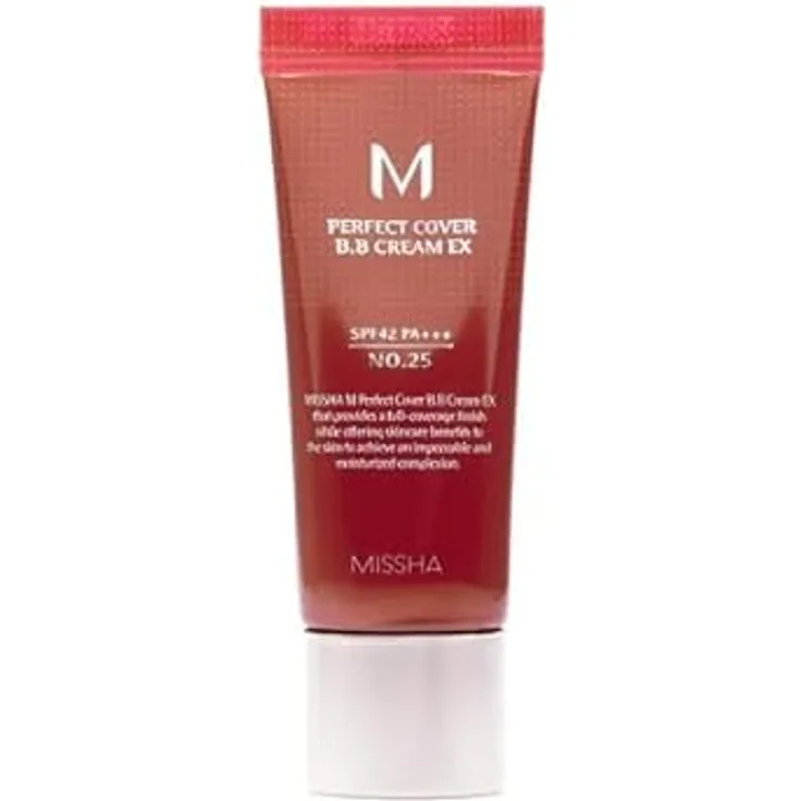 MISSHA Perfect Cover BB Cream EX SPF42 PA+++ 20 ml | Perfekte Abdeckung | Sonnenschutz LSF 42 | Leichte Formel | Farbton Nr. 25 Warm Beige