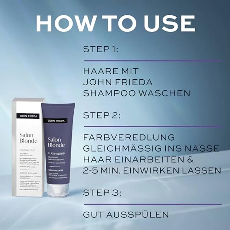 John Frieda Salon Blonde Platinblond, Farbveredelung ohne Ammoniak und Peroxid, hält kühlen Blondton frisch, 120 ml – Bild 5