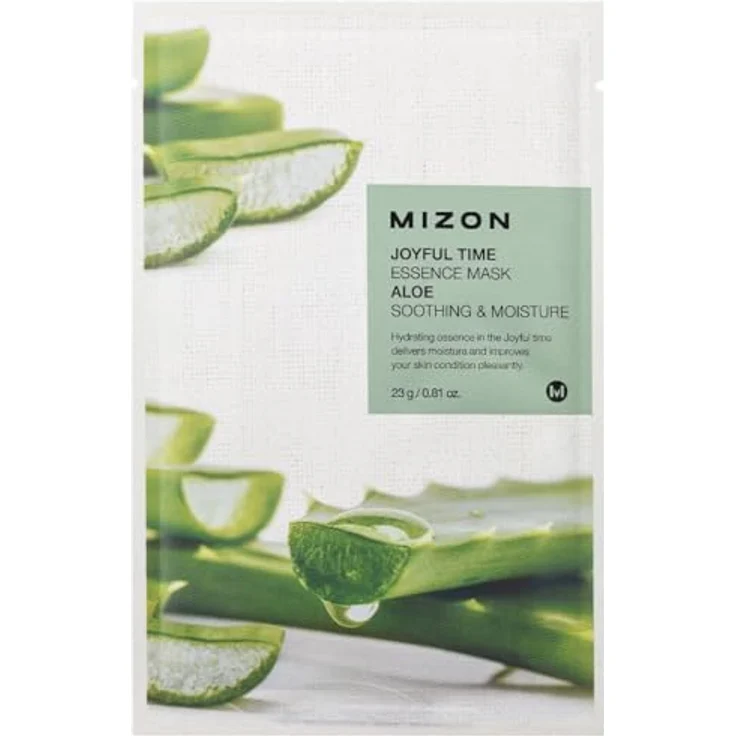 MIZON Joyful Time Essence Aloe, feuchtigkeitsspendende Gesichtsmaske mit Aloe Vera und Centella, transparent, Weiß, 30 g