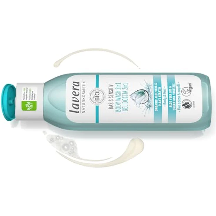 lavera basis sensitiv Body Wash 2in1, Naturkosmetik für Hautflora-Schutz, vegan mit Bio Aloe Vera und Pflanzenkeratin, silikonfrei, 250 ml – Bild 3