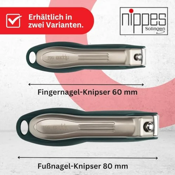nippes Solingen Premium Nagelknipser mit Nagelfang | Grün | Fußnagel Knipser 80 mm | Gehärteter Stahl | Gewölbte Schneiden | Ergnomische Soft-Touch Grifffläche – Bild 5