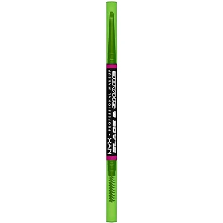 NYX Professional Makeup Blade & Shade Augenbrauenstift mit Bürste, Farbton Black, 0.06 g, präzise Korrektur und langanhaltender Effekt – Bild 1