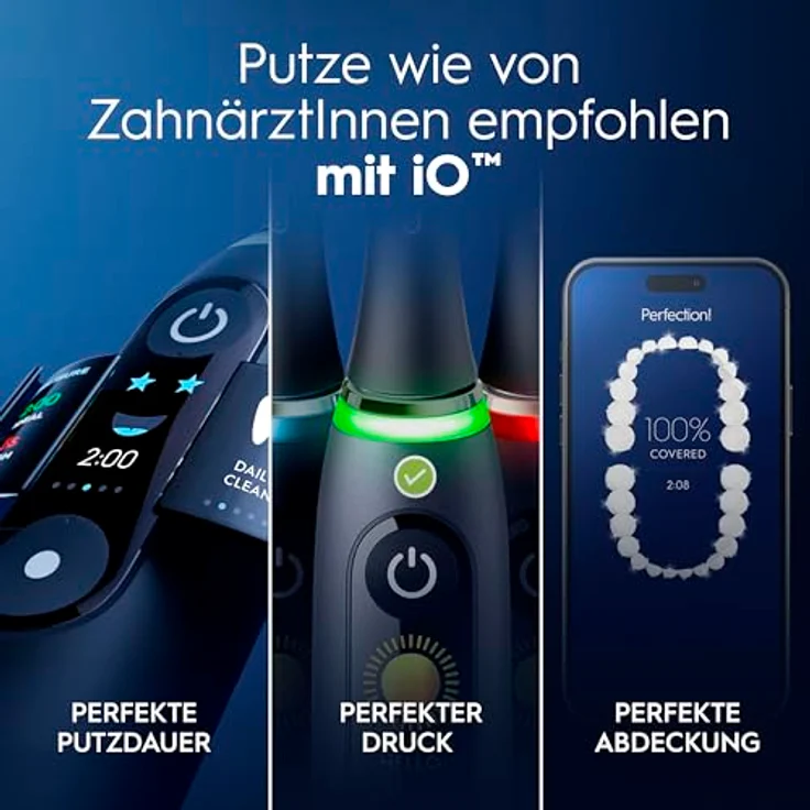 Oral-B iO Series 9 Plus Edition Doppelpack Elektrische Zahnbürste mit 7 Putzmodi, 4 Aufsteckbürsten, Lade-Reiseetui, designed by Braun, black onyx/rose quartz – Bild 7