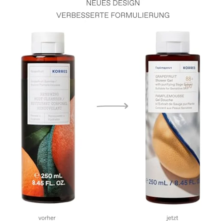 Korres Grapefruit Duschgel, erfrischend und feuchtigkeitsspendend, 250 ml, vegan – Bild 2