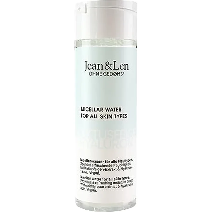 Jean & Len Feuchtigkeitsspendendes Mizellenwasser Kaktusfeige & Hyaluron, für alle Hauttypen, befreit die Haut von Schmutz & abgestorbenen Hautzellen, Mizellenreinigungswasser, vegan, 200 ml