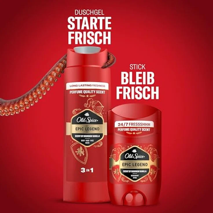 Old Spice Knight Geschenkset, Epic Legend Deostick (50 ml) und Duschgel (250 ml), langanhaltender Duft in Parfumqualität, 24/7 Frische bei täglicher Anwendung – Bild 5