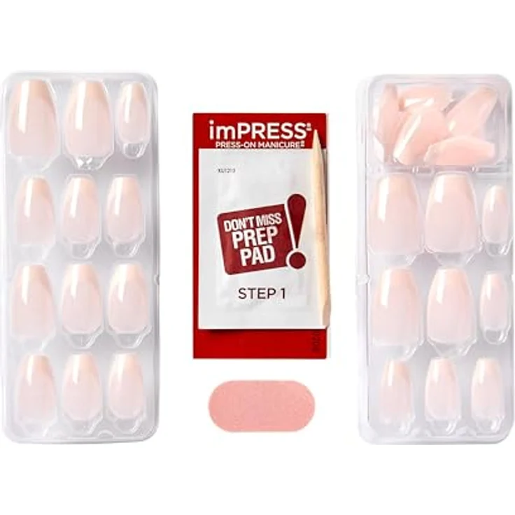 KISS imPRESS Nails Genuine, Selbstklebende French Maniküre mit PureFit Technologie, Dezente Farbvariante mit weißen Spitzen, 30 Press-On-Nägel – Bild 7