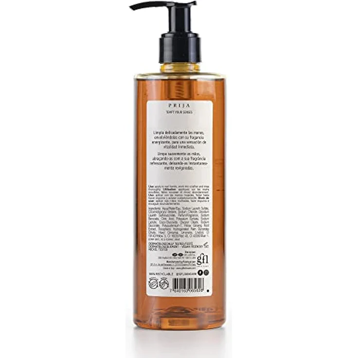 Prija Flüssigseife mit Ginseng - 1 Flasche mit 380 ml - Für den täglichen Gebrauch - Natürliche und vegane Handseife - Dermatologisch getestet - Geeignet für Veganer – Bild 2