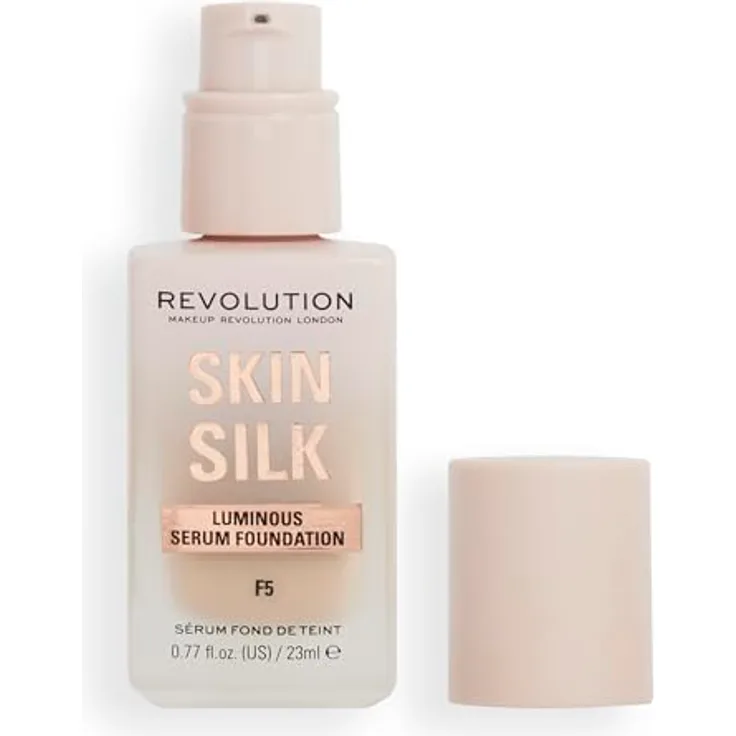 Makeup Revolution Skin Silk Serum Foundation Leichtes Make-up mit aufhellender Wirkung, Farbton F5, 23 ml