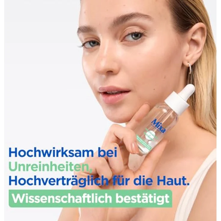 Mixa Anti-Unreinheiten Serum, Für zu Akne neigende und sensible Haut, Mattes Finish & Ölkontrolle, 30 ml – Bild 2