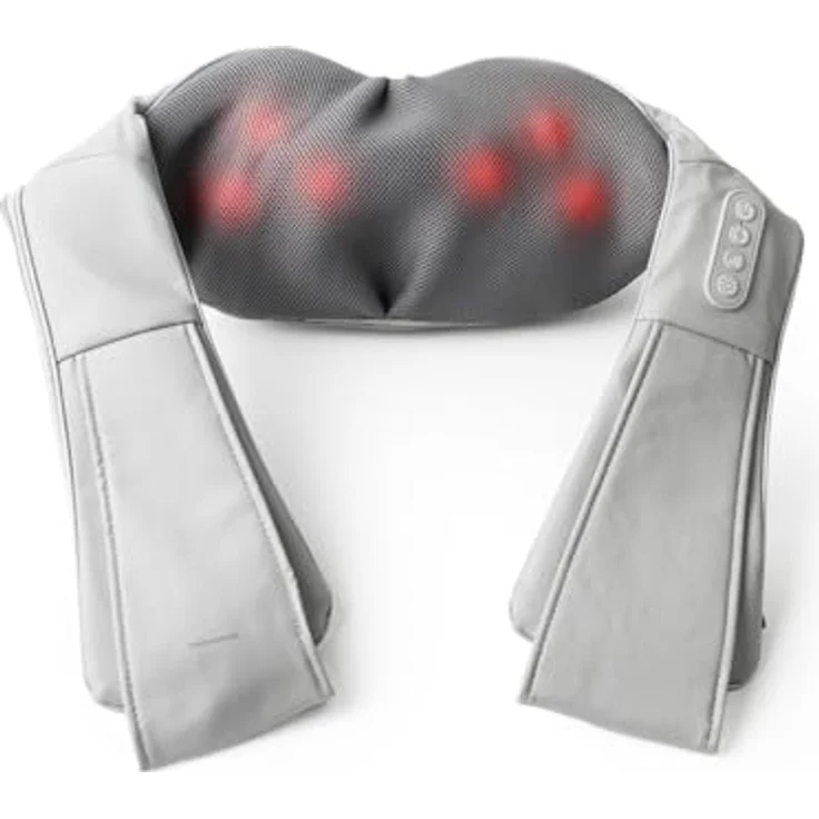 InnovaGoods® Shiatsu Nacken- und Schultermassagegerät, elektrisches Massagegerät mit Infrarotwärme, 2 Intensitätsstufen, 2 rotierende ergonomische Köpfe, wiederaufladbar, ideal für Nacken und Rücken – Bild 1