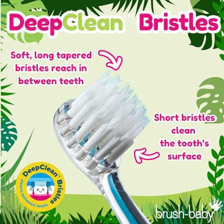 Brush-Baby WildOnes Ersatzbürstenköpfe, 4 Stück, DeepClean-Borsten für Schallzahnbürsten, geeignet für 0-10 Jahre – Bild 5