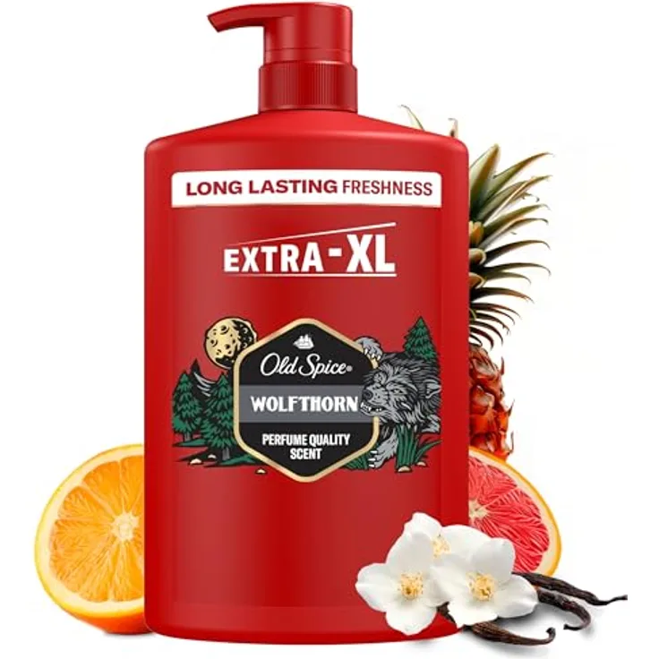Old Spice Wolfthorn 3in1 Duschgel & Shampoo für Männer, 1L, langanhaltender, frischer Duft in Parfümqualität, Tiefenreinigung für Haare-Gesicht-Körper, sanftes Hautgefühl