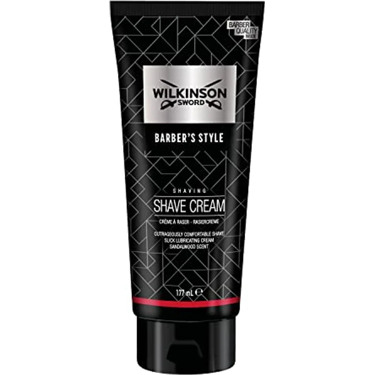 WILKINSON SWORD Barber's Style Rasiercreme für Männer, 177ml, mit Macadamiaöl und Sandelholzduft, nicht-schäumende Formel – Bild 1