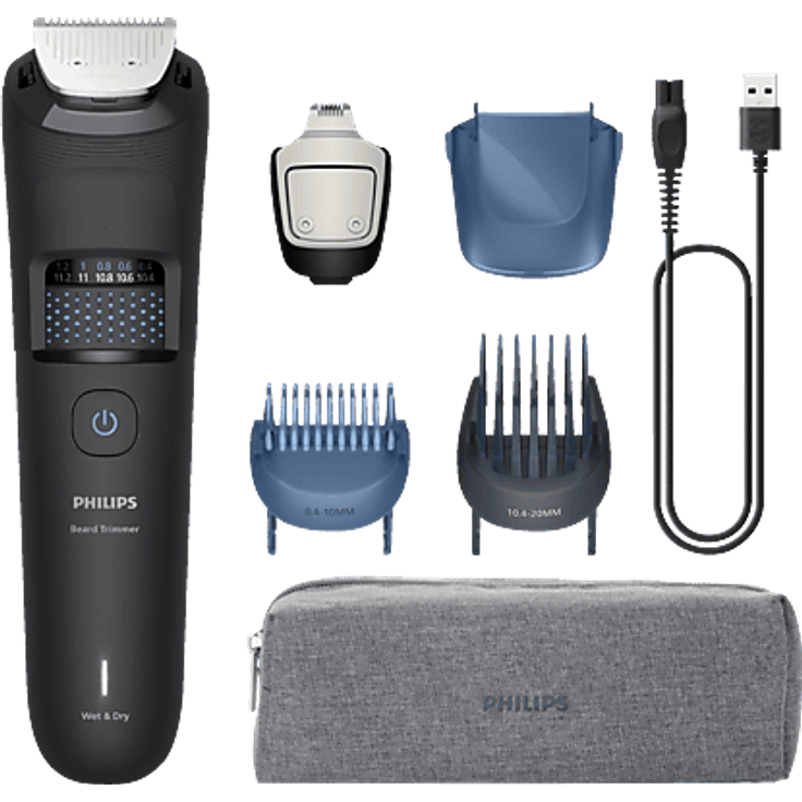 PHILIPS BT5765/15 Serie 5000 Bartschneider, selbstschärfende Metallklingen, 40 Schnittlängen, wasserfest, Lithium-Ionen-Akku